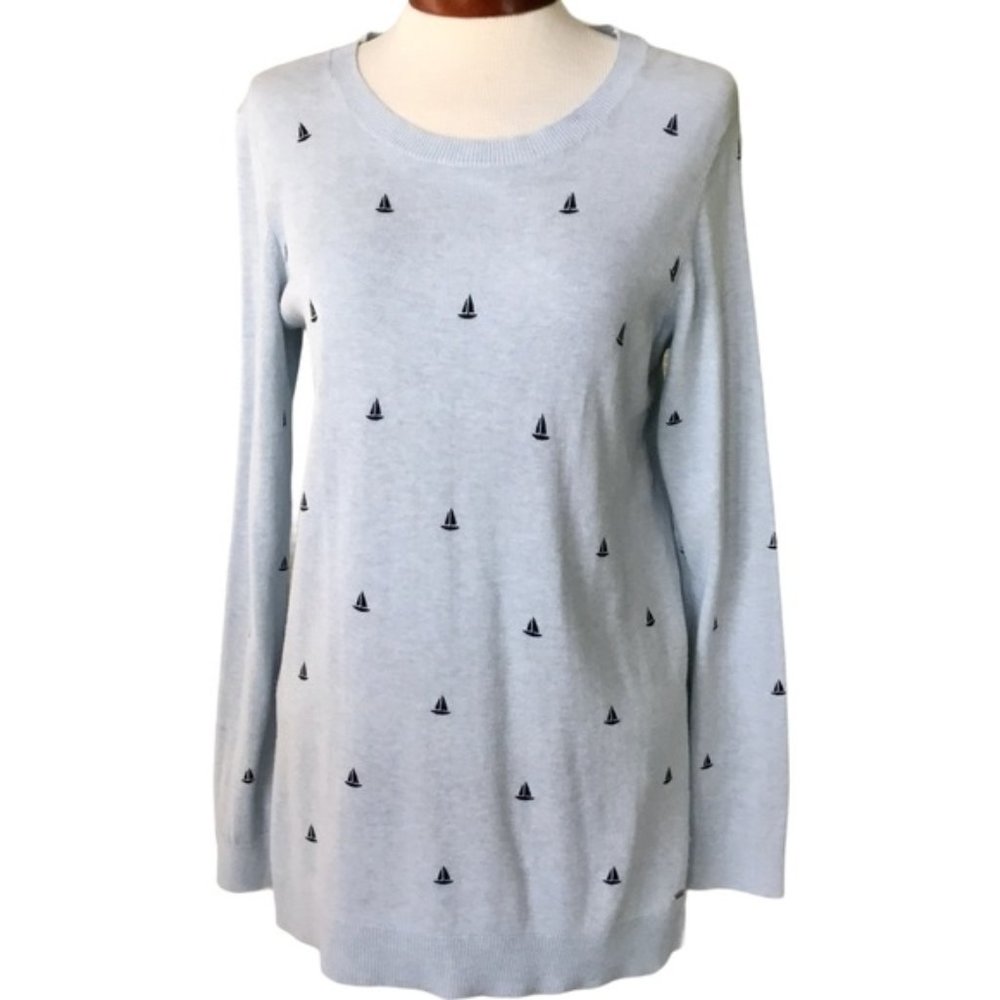Tommy Hilfiger Sailboat Novelty Print Knit Sweater